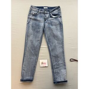 Fire & Rain Skinny Jeans Womens 7 Light Wash Blue Denim Stretch Cuffed Slim Fit